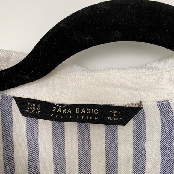 Zara Blue and White Striped Buttoned Blouse - Picture 4 of 7